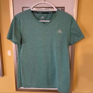 Adidas Climalite V-Neck T-Shirt :: Women’s Size Medium :: Teal/Blue